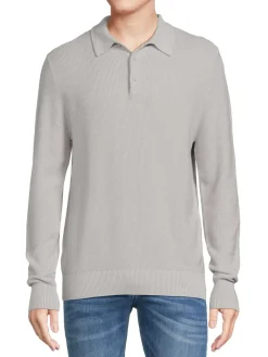 Onia Cashmere|Waffle Patterned Cashmere Blend Polo