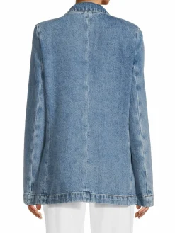 Women WeWoreWhat Washed Denim Blazer