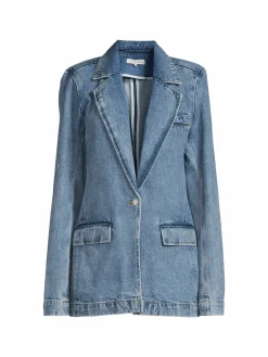 Women WeWoreWhat Washed Denim Blazer