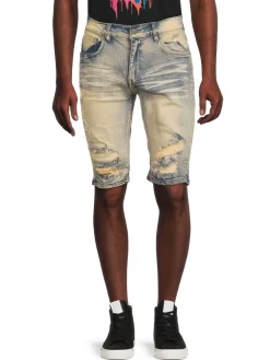 FWRD DENIM Shorts|Washed Up Ripped Slim Fit Jean Shorts Blue