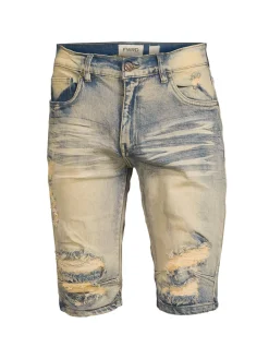 FWRD DENIM Shorts|Washed Up Ripped Slim Fit Jean Shorts Blue