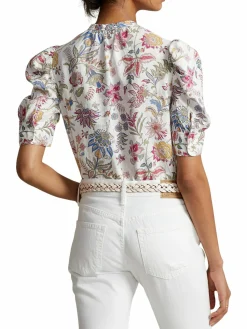 Women Polo Ralph Lauren Watson Puff Sleeve Necktie Blouse