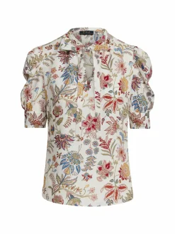 Women Polo Ralph Lauren Watson Puff Sleeve Necktie Blouse