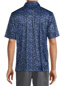 Greg Norman Polos|Wave Print Polo Slate Blue