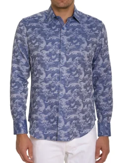 Robert Graham Linen|Wave You Linen & Cotton Jacquard Classic Fit Shirt