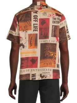 Deus Ex Machina Casual Button-Down Shirts|Way Off Print Camp Shirt