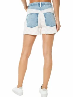 Women Juicy Couture Western Patchwork Fray Denim Shorts