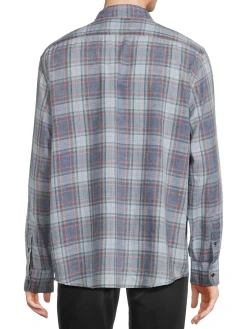 Flag & Anthem Casual Button-Down Shirts|Westley Plaid Shirt Blue Multi