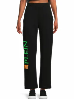 Women Plein Sport Wide Leg Logo Sweatpants