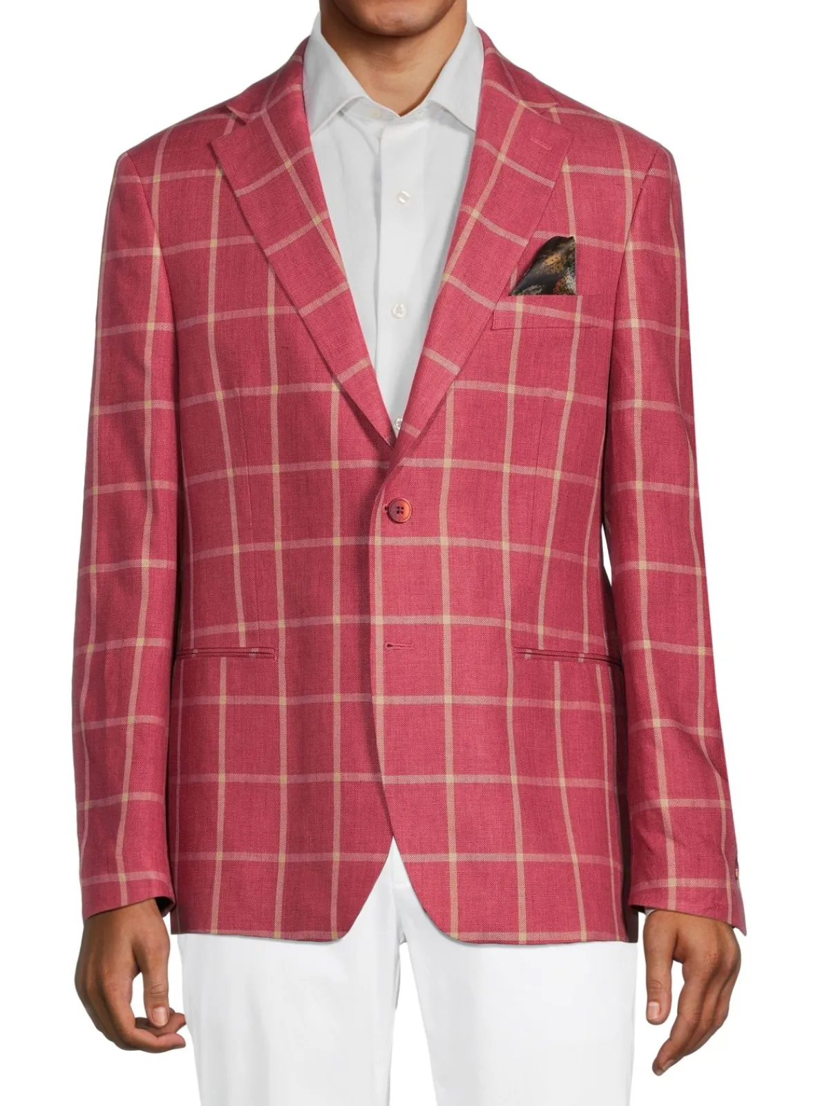 Tallia Blazers & Sportcoats|Windowpane Linen Blazer Red