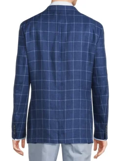 Lauren Ralph Lauren Linen|Windowpane Linen Sportcoat Bright Navy