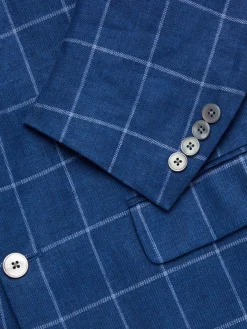 Lauren Ralph Lauren Linen|Windowpane Linen Sportcoat Bright Navy