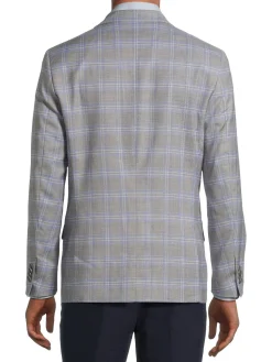 TailorByrd Blazers & Sportcoats|Windowpane Plaid Sportcoat Light Grey