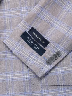 TailorByrd Blazers & Sportcoats|Windowpane Plaid Sportcoat Light Grey