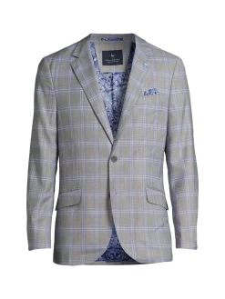 TailorByrd Blazers & Sportcoats|Windowpane Plaid Sportcoat Light Grey