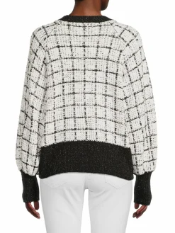 Women Karl Lagerfeld Paris Windowpane Tweed Sweater
