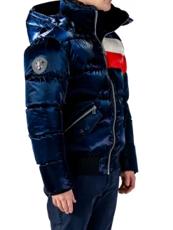 Woodpecker Coats & Jackets|Woody Hooded Bomber Puffer Jacket Blue Red Winged