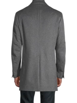Saks Fifth Avenue Made in Italy Cashmere|Wool & Cashmere Car Coat Charcoal
