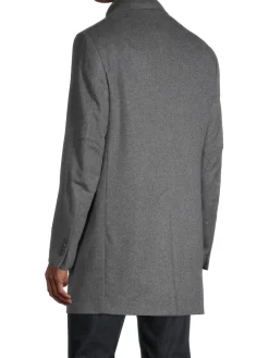 Saks Fifth Avenue Made in Italy Cashmere|Wool & Cashmere Car Coat Charcoal