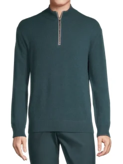 Greyson Sweaters|Wool & Cashmere Quarter Zip Sweater Forest