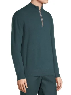 Greyson Sweaters|Wool & Cashmere Quarter Zip Sweater Forest