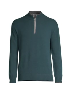 Greyson Sweaters|Wool & Cashmere Quarter Zip Sweater Forest