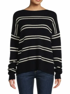 Women Vince Wool & Cashmere Striped Sweater