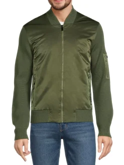 ZEGNA Coats & Jackets|Wool Blend Bomber Jacket Olive