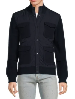 ZEGNA Sweaters|Wool Blend Jacket Style Cardigan Navy
