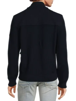 ZEGNA Sweaters|Wool Blend Jacket Style Cardigan Navy