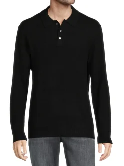 Slate & Stone Sweaters|Wool Blend Polo Sweater Black