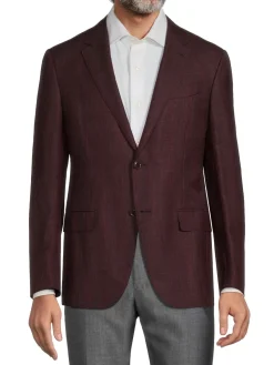 ZEGNA Blazers & Sportcoats|Wool, Linen & Silk Blazer Burgundy