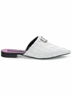John Richmond Woven Leather Pointed Toe Mules