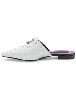 John Richmond Woven Leather Pointed Toe Mules