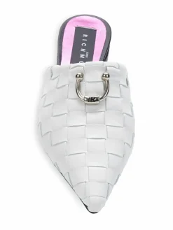 John Richmond Woven Leather Pointed Toe Mules