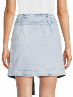 Women Avantlook Wrap Mini Denim Skirt