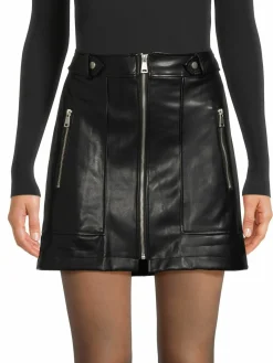 Women Avec Les Filles Zip Front Faux Leather Mini Moto Skirt