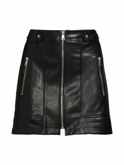 Women Avec Les Filles Zip Front Faux Leather Mini Moto Skirt